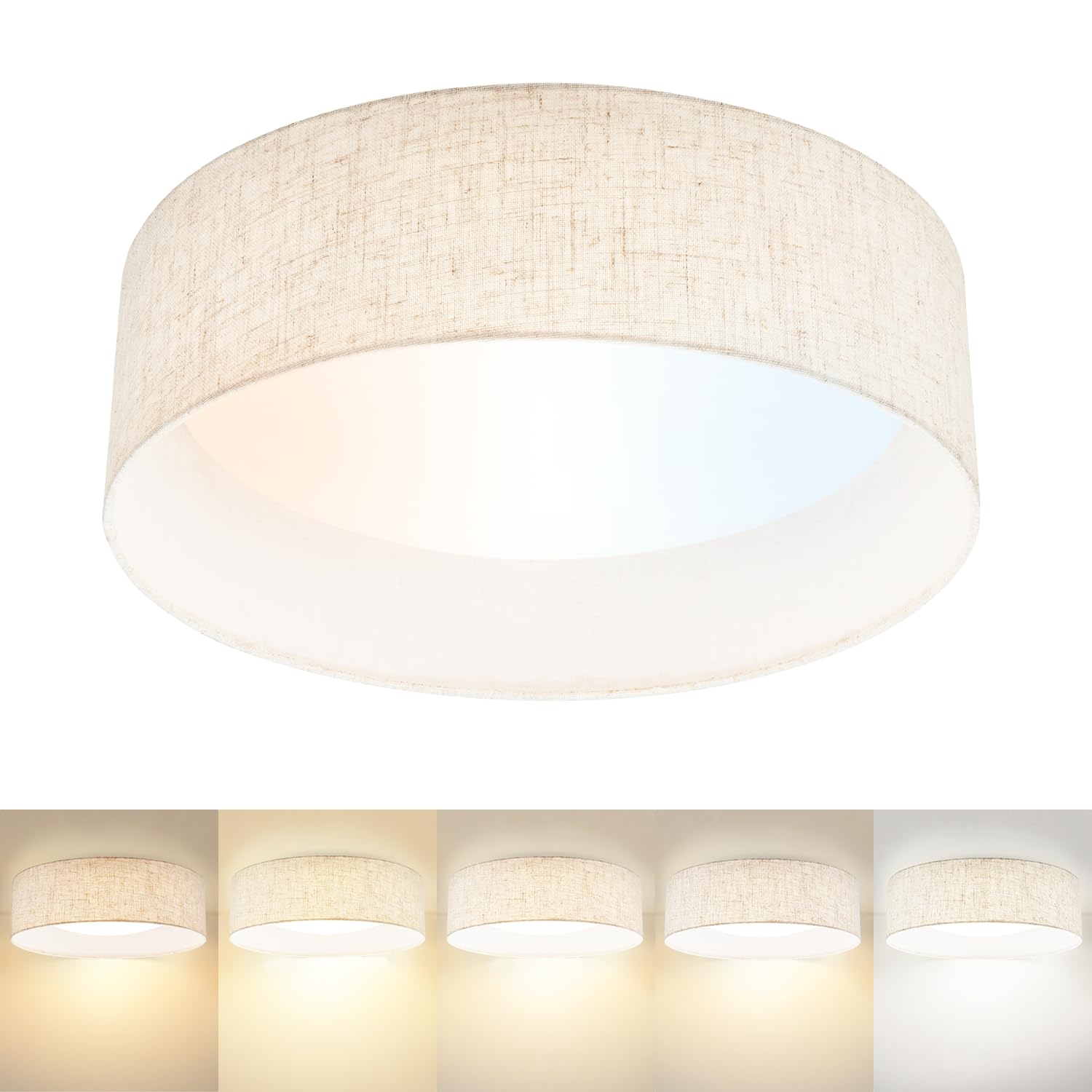 Hamilyeah Flush Mount Ceiling Light 15 inch, 24W LED Lighting Fixture Ceiling Mount for Kitchen, Dimmable Close to Ceiling Lighting Fixture 5CCT for