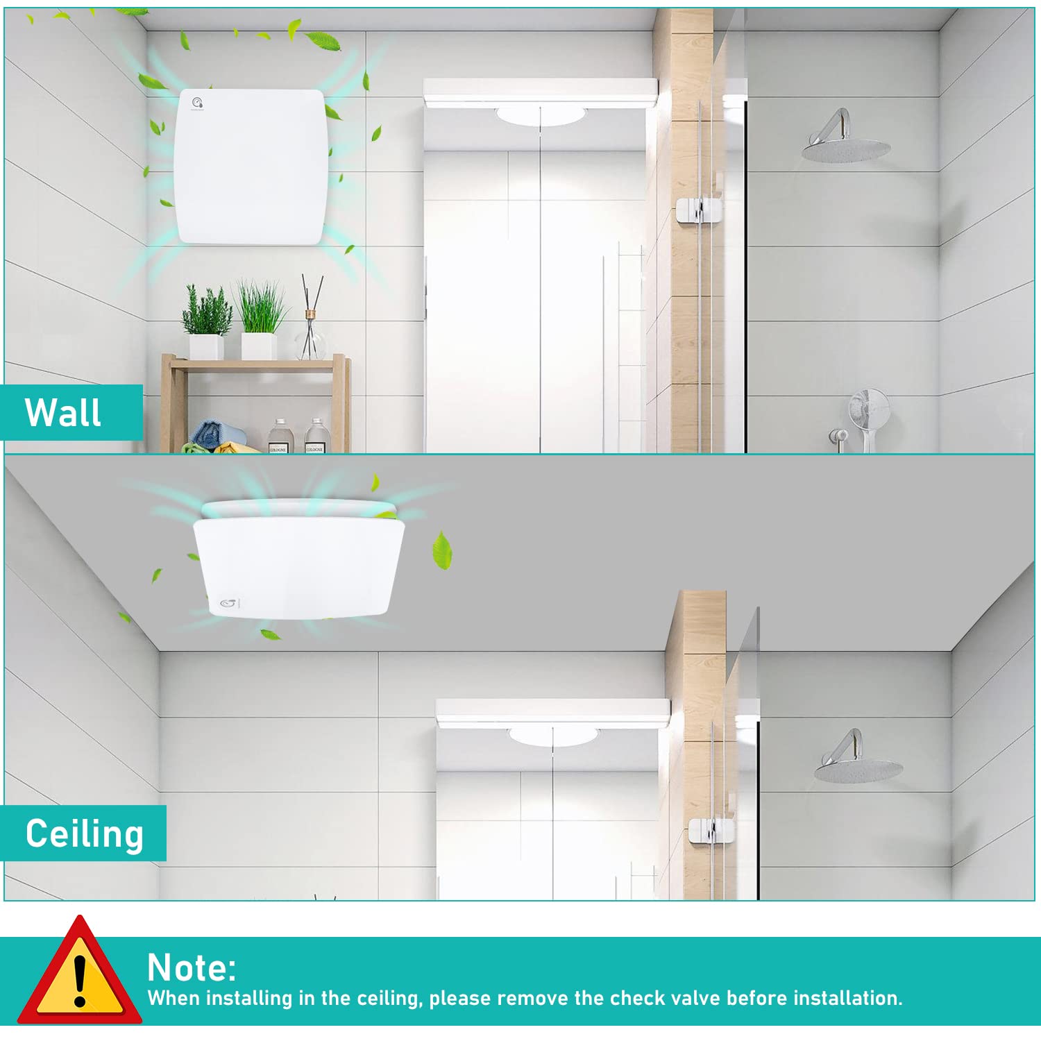 Badlüfter Abluftventilator 100mm mit Feuchtigkeitssensor, leise Abluftventilator mit hohem Luftdurchsatz, Wandventilator für Bad, WC, Küche, weiß