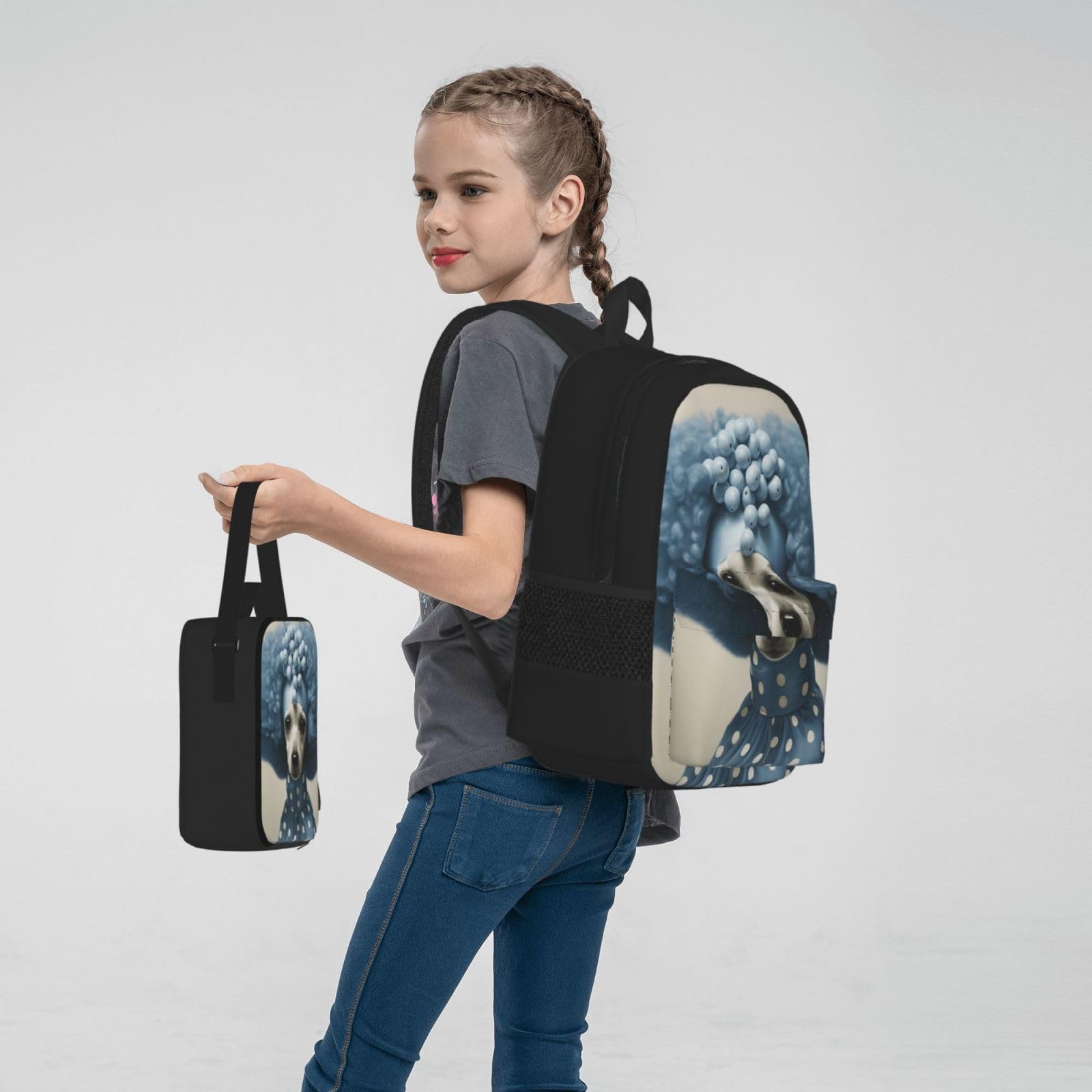 Zaino, borsa portapranzo, astuccio, set da 3 pezzi, per lavoro e