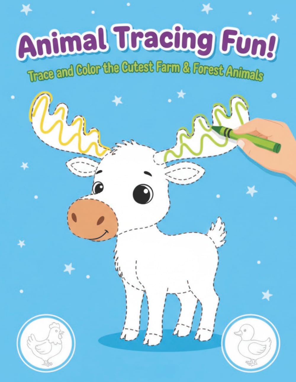 Animal Tracing Fun!: Trace and Color the Cutest Farm & Forest Animals