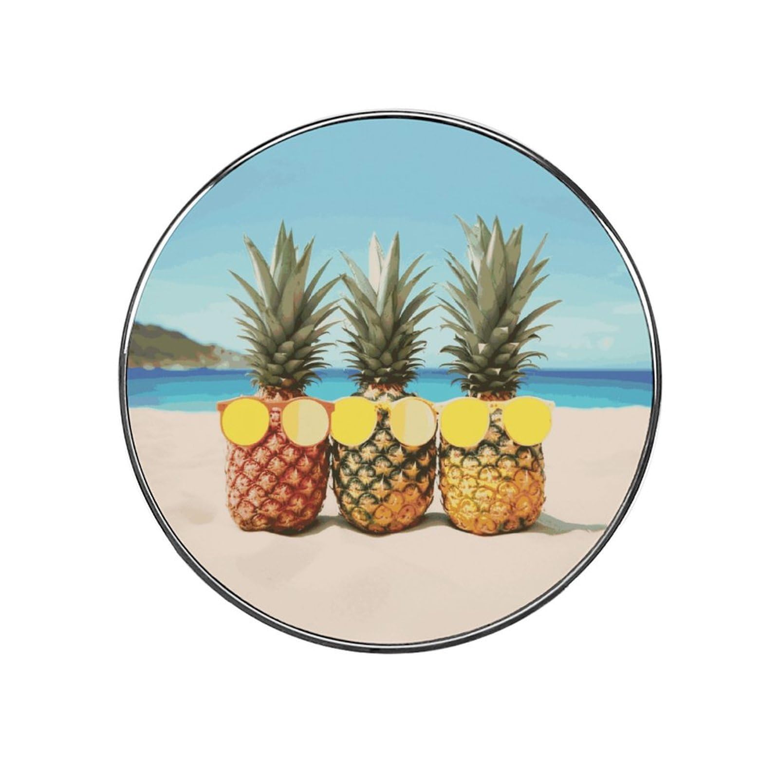 Adfgyerh Style Seaside Beach Yellow Geometric Pineapple Refrigerator Magnets Circular Design，Stickers Home Decorations，Fridge Magnets For Fridge Plant Lovers Kitchen Office Locker Whiteboard Car Garage Decor.
