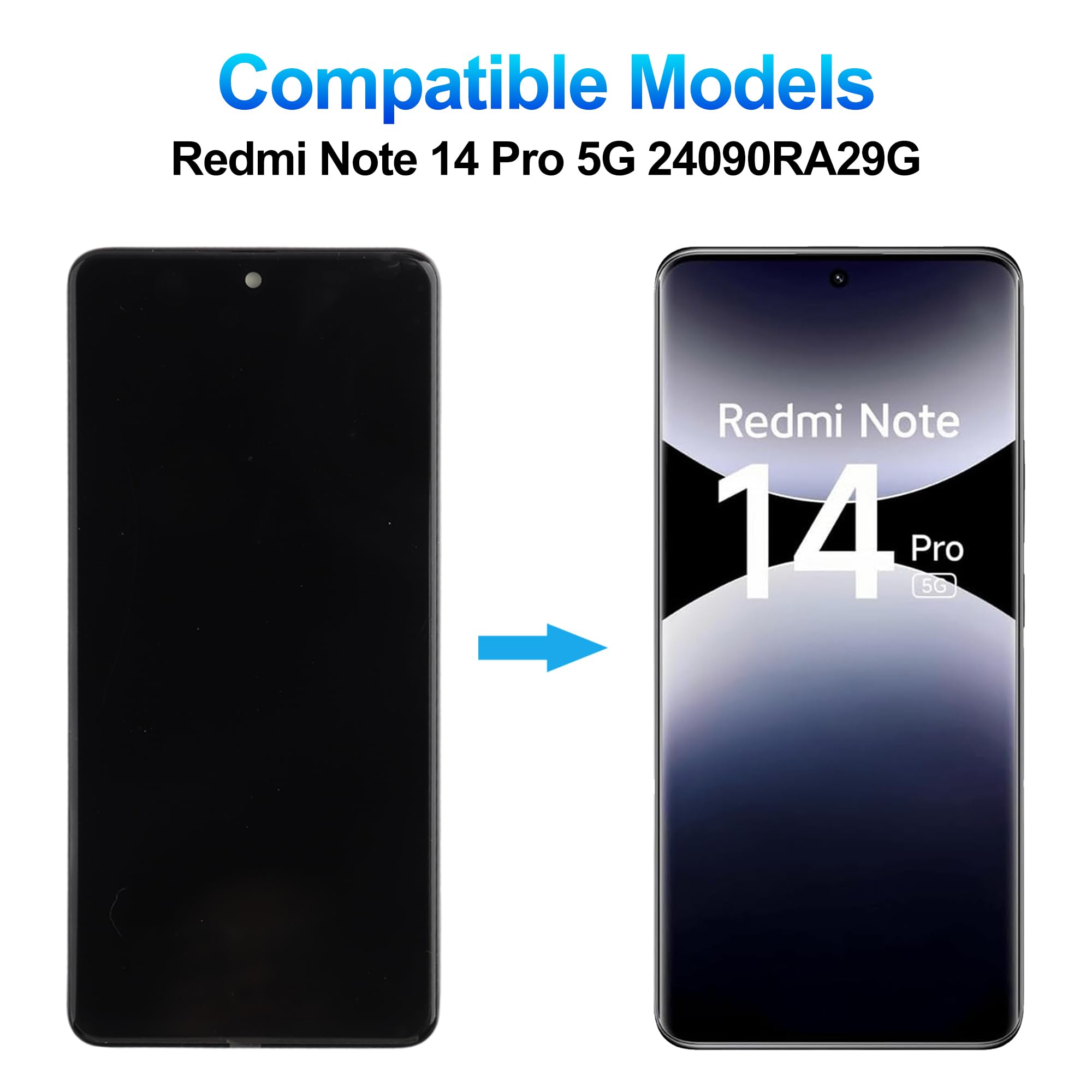 Écran LCD Complet Avec Numériseur Pour Xiaomi Redmi Note 14 Pro 5G – Neuf, Couleur Verte