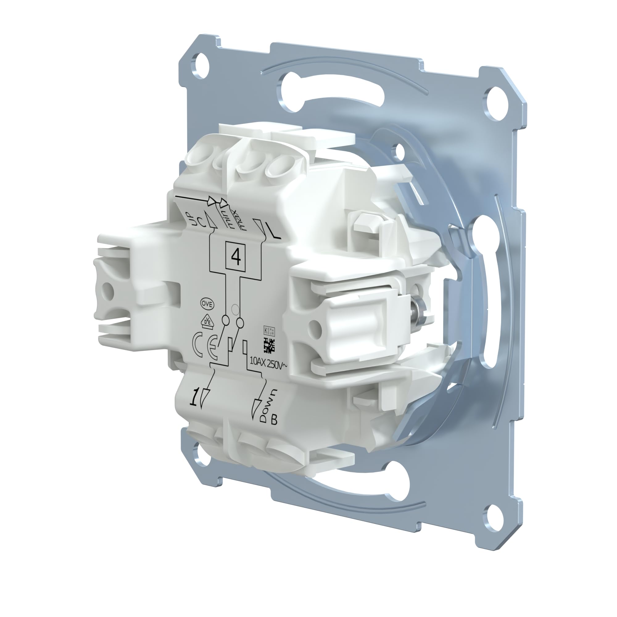 Schneider Electric Merten Rollladenschalter-Einsatz mit Zusatzkontakt, 1-polig, 10 AX, AC 250 V, Unterputz, Steckklemmen, Artikelnummer MEG3714-0000 (Packung mit 2)