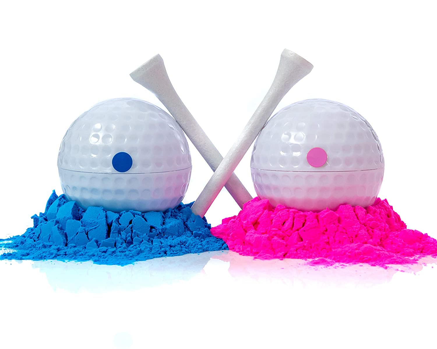 Party with EmmaGender Reveal Golf Balls - Exploding Set 2 Pack Pink and Blue Powder Balloons for Baby Decoration