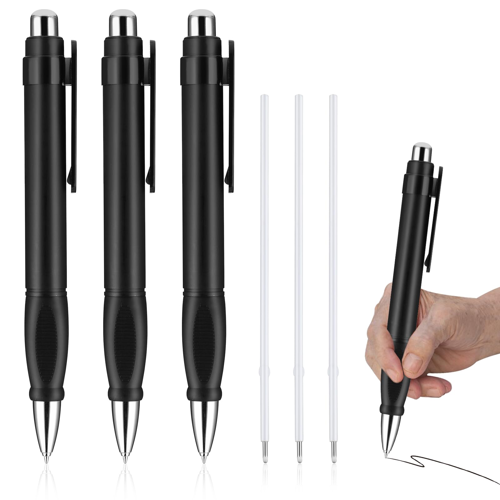 Amabro Extra Large Ballpoint Pens with 3PCS Refills Easy Grip Jumbo Pen Black Ink Fat Pens for Enhanced Writing Stability Weighted Pens for Arthritis And Elderly Office School Writing