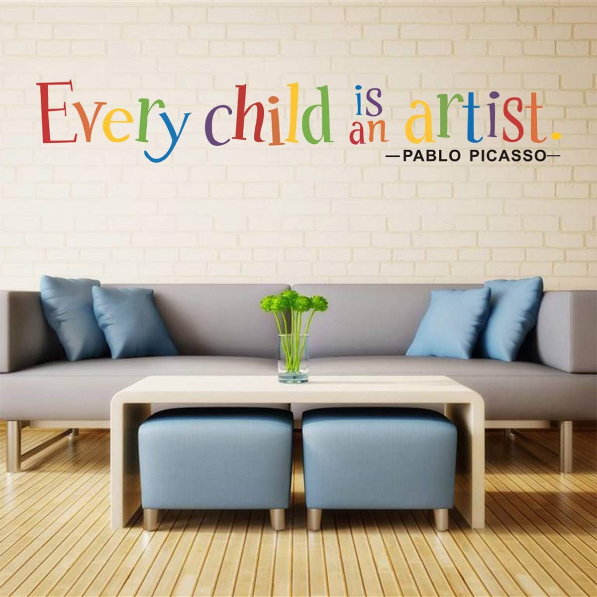 Bamsod Every Child is an Artist Wall Decals Colorful Kids Wall Sticker Home Wall Art for Classroom Decoration 18''X22''