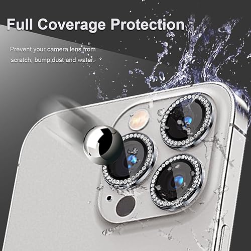 Miniatura 2 de 3+1 Compatible con iPhone 15 Pro y iPhone 15 Pro Max, protector de lente de cámara de vidrio templado 9H, anillo individual de metal, protector de