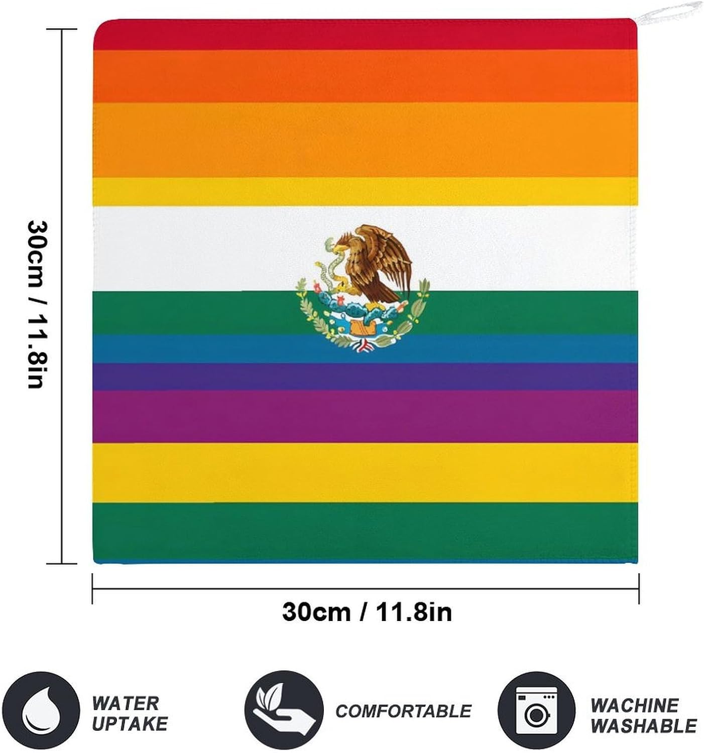Mexico Rainbow Flag Gay Microfiber Hand Towels for Bathroom Soft Absorbent Bath Kitchen Towel with Hanging Loop 4PCS