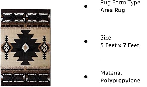 Miniatura 7 de YHSF Alfombra de área nativa americana del suroeste C318 (bereber, 5 pies x 7 pies)