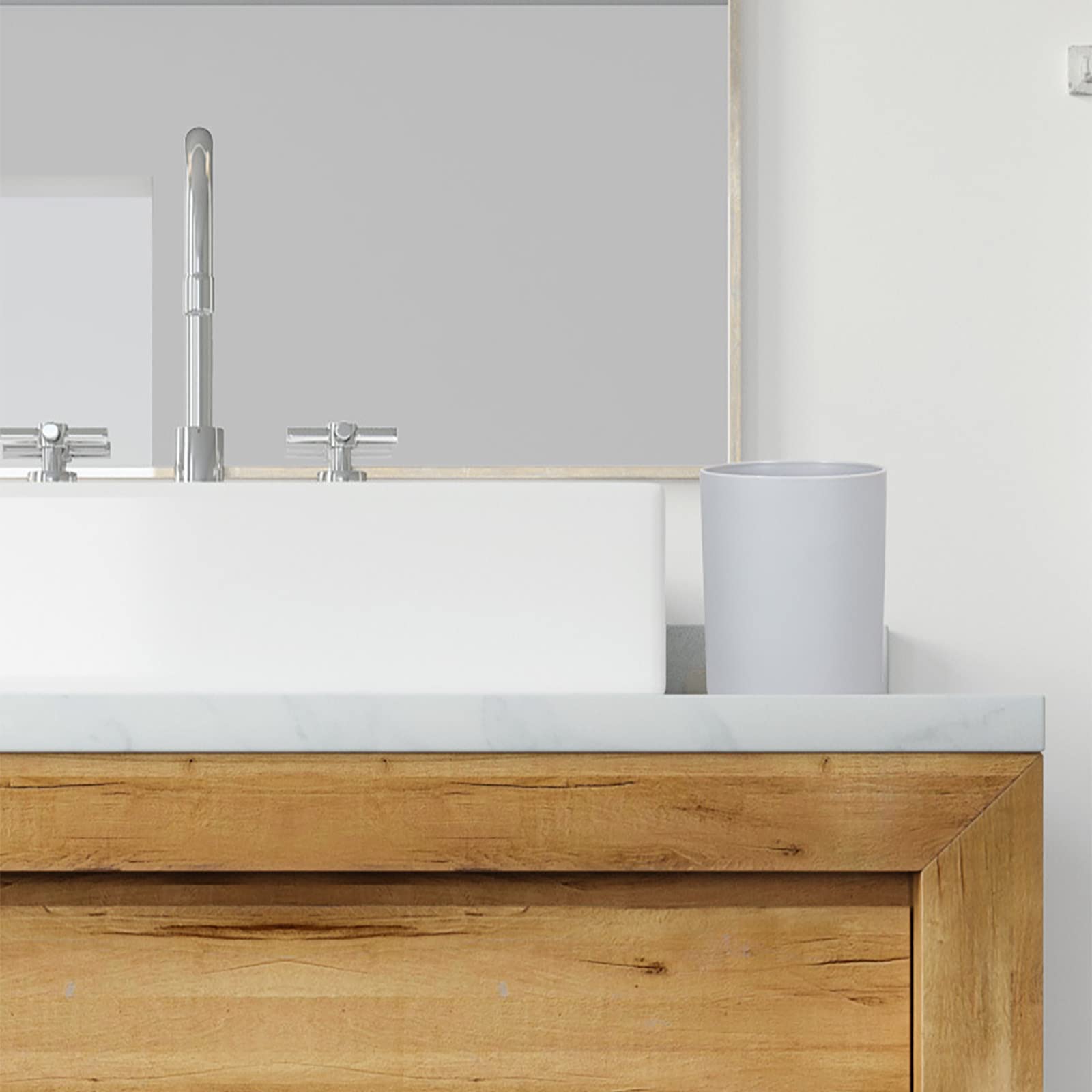 Juegos de Accesorios de baño, Simple Madera Acesorios Cuartos de Baño 4 Piezas con Dispensador Jabon Baño, Jabonera Baño, Porta Cepillo de Dientes, Bandeja, para Champú Gris/Blanco/Negro