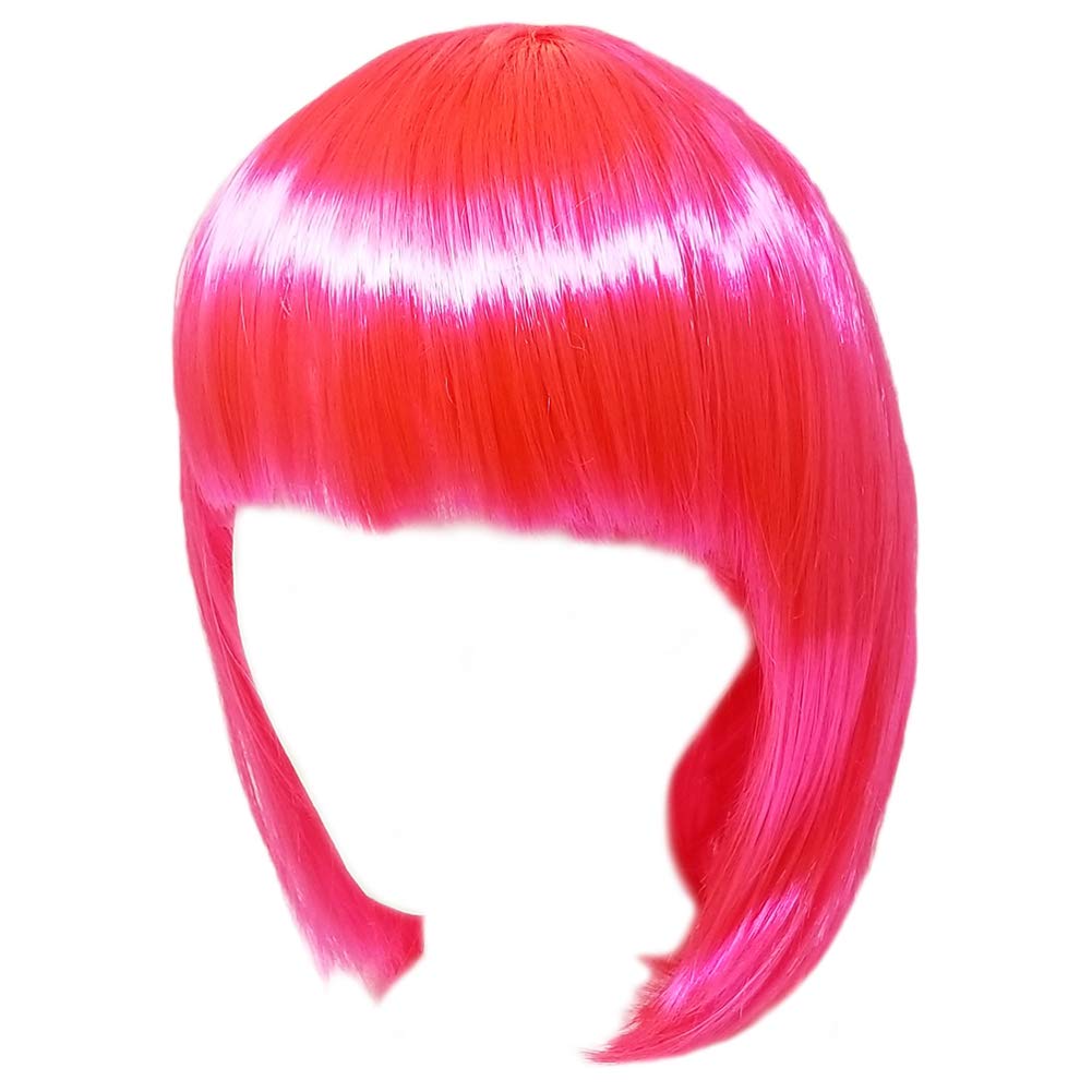 SeasonsTrading 12 Inch Short Pink Bob Wig - Women Cosplay Costume Party