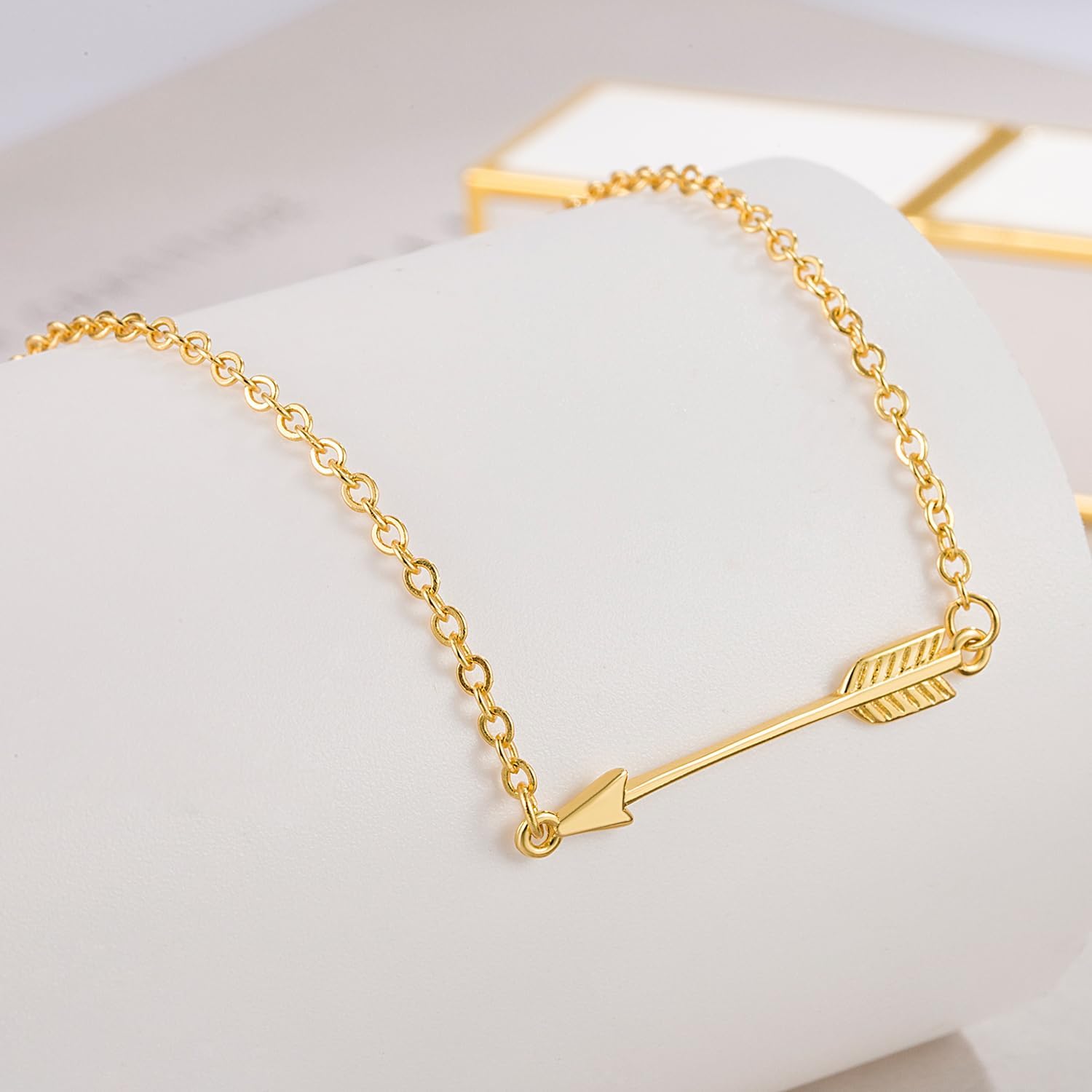 Dankadi Chic 925 Sterling Silver Cupid's Arrow Pendant Necklace Women Dainty Arrow Initial Choker Silver/Gold Fine Jewelry Gift For Her