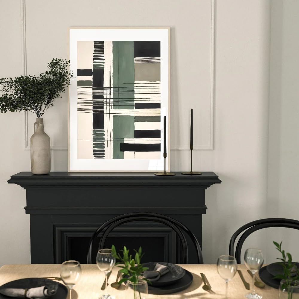 LTjiajuypd Stampe astratte neutre verdi, arte moderna con pennellate, poster su tela per la decorazione di casa e soggiorno (60x90 cm - 3 pezzi)