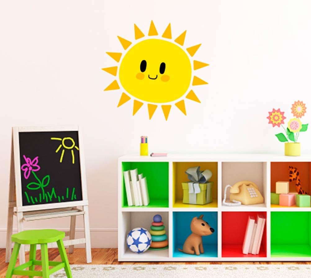 Cute Sun Smiling Kids Theme Wall Decal Vinyl Home Decoration - 25" Wide x 23" high