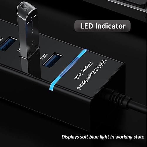 Miniatura 7 de Concentrador USB 3.0, vienon 7 puertos USB Data Hub Splitter para laptop, PC, MacBook, Mac Pro, Mac Mini, iMac, Surface Pro y más dispositivos USB