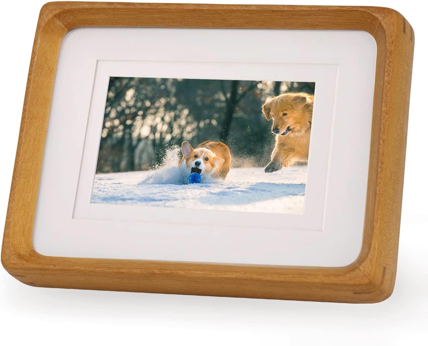 Hans 8.5""x11"" Handcrafted Photo Frame - Wooden Picture Frame with Mat -Wall Mounting Vertical or Horizontal Display(Teak,8.5""x11"" matted to 6""x8"")