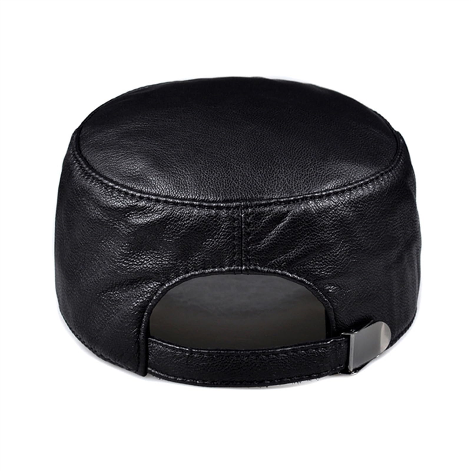 Jesienno-Zimowa Czapka Z Płaskim Wierzchem Z Prawdziwej Skóry Męska Rozrywka Męska Prawdziwa Skóra Owcza Pojedyncza Cienka Czapka, Czarno-Xxl (59Cm60Cm)