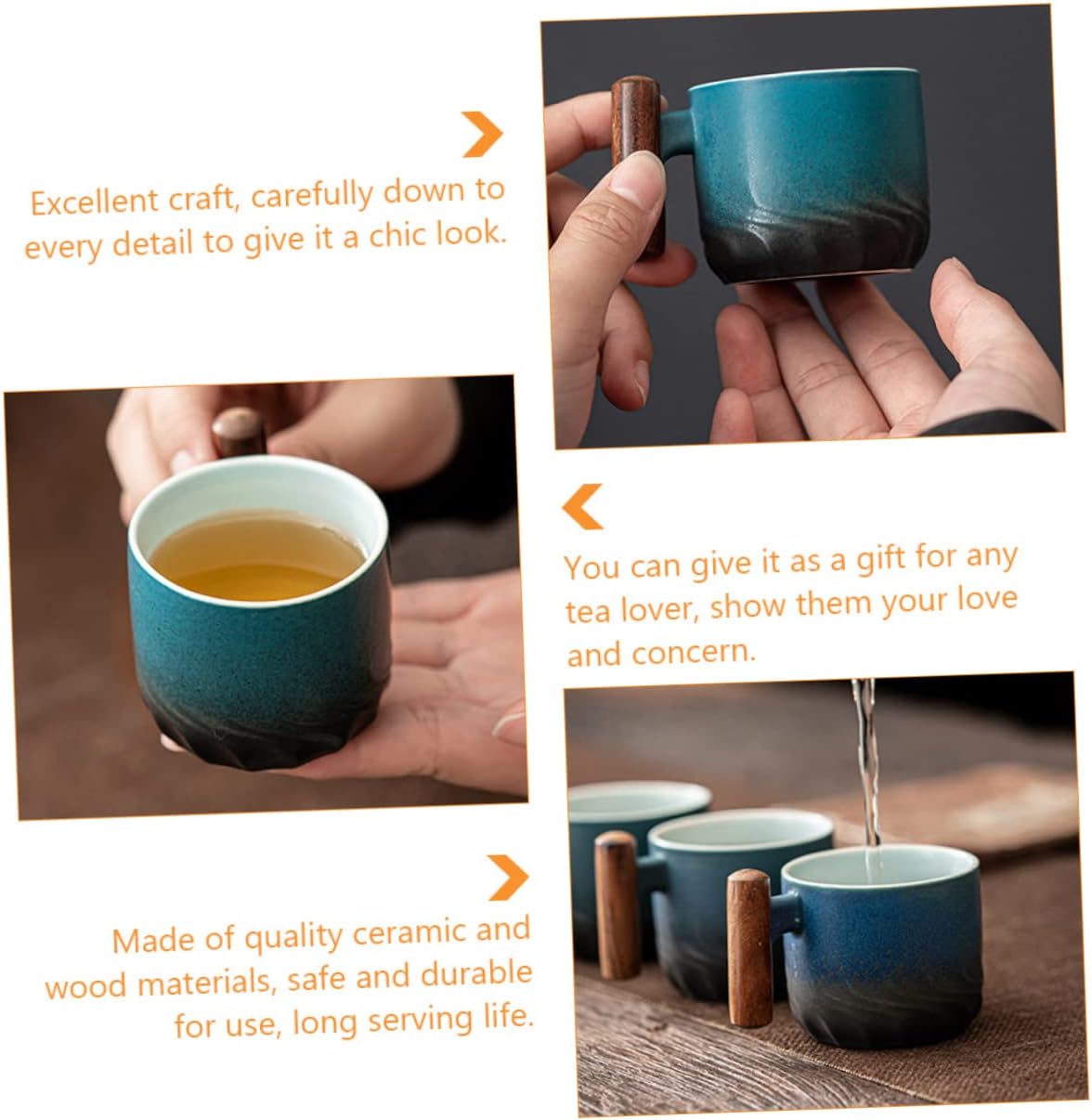 3pcs Rustic Porcelain Pottery and Beer Cafe Wood Style Drinking Painted or Storage Bottles Juice Infuser Black (7X5X4.5CMx3pcs) ()