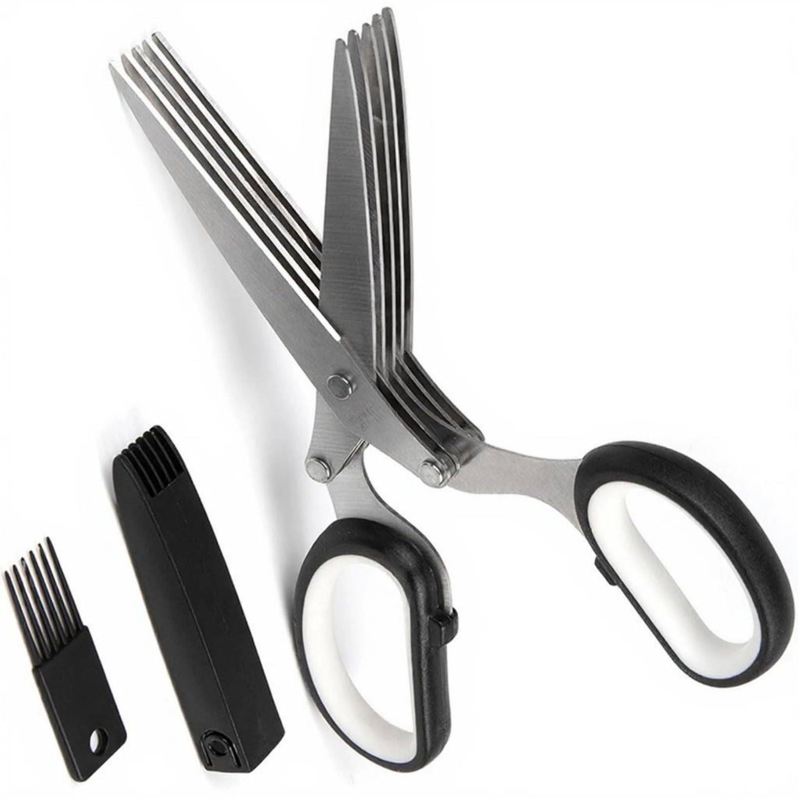 Tsophreniq Professional Multipurpose Kitchen Shears 5 Sharps Scissors with Protective Cover Comb for Vegetables Paper Steel Shredding Scissors