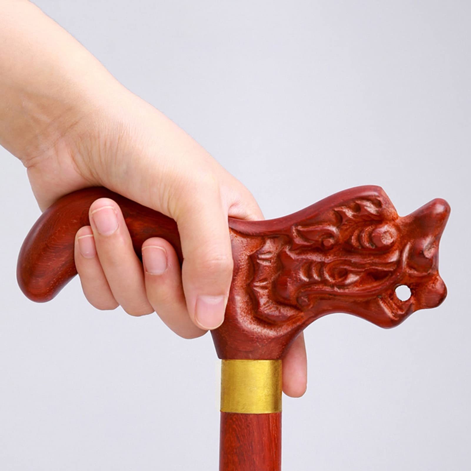 Drewniana laska do laski, laski do kobiet i mężczyzn, ergonomiczne uchwyty uchwytu laski, stado antypoślizgowe stałe, pomoce chodzące dla osób starszych (Size : 90cm)