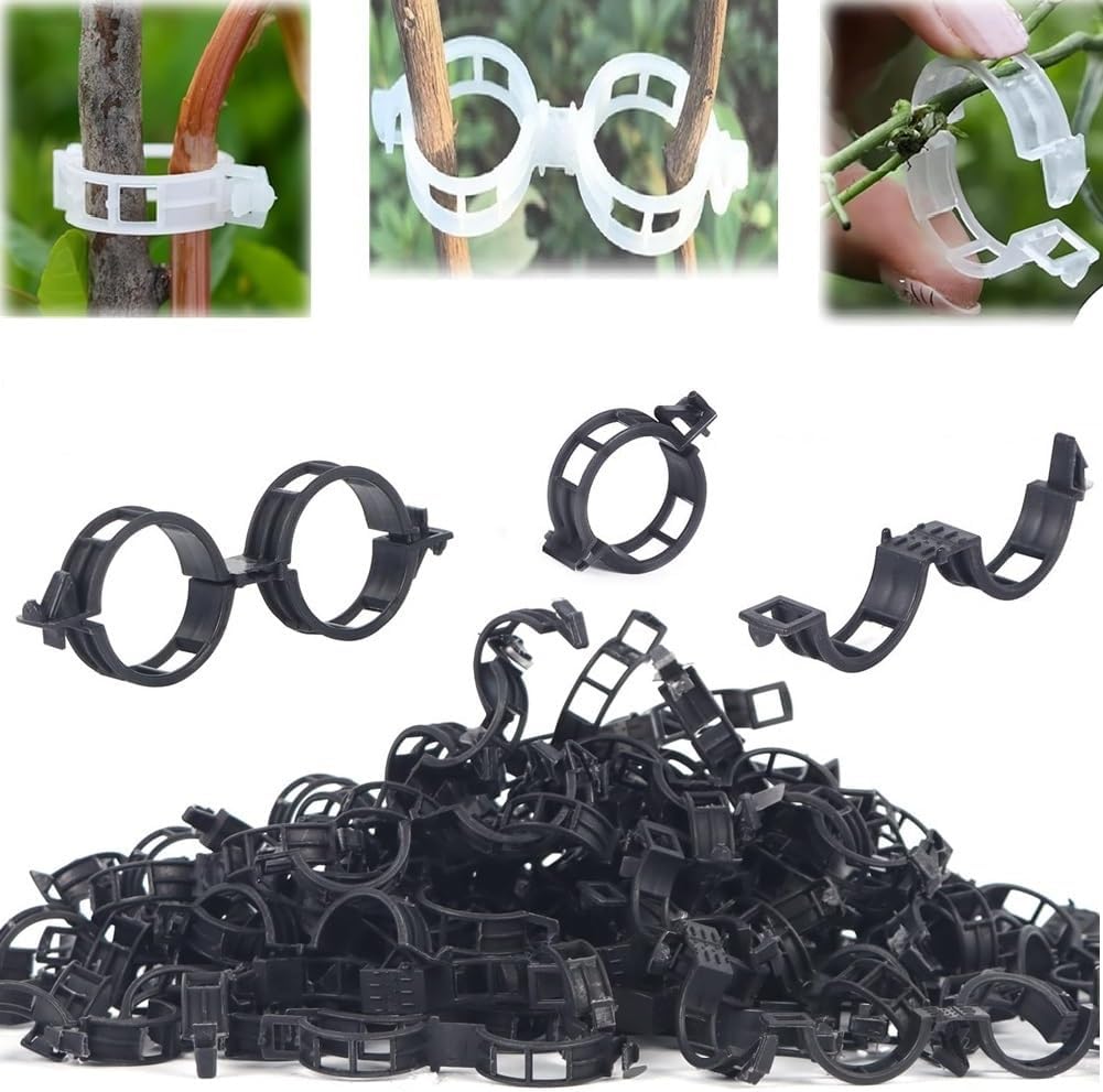 100pcs Plant Support Clips Reusable Tomato Clips Plastic Trellis Clips Garden Clips Secured Plastic Plant Clip for Climbing Plants Tomato Grape Vine Vegetables Plant Fixing Clips, 1.18" Inner Diameter