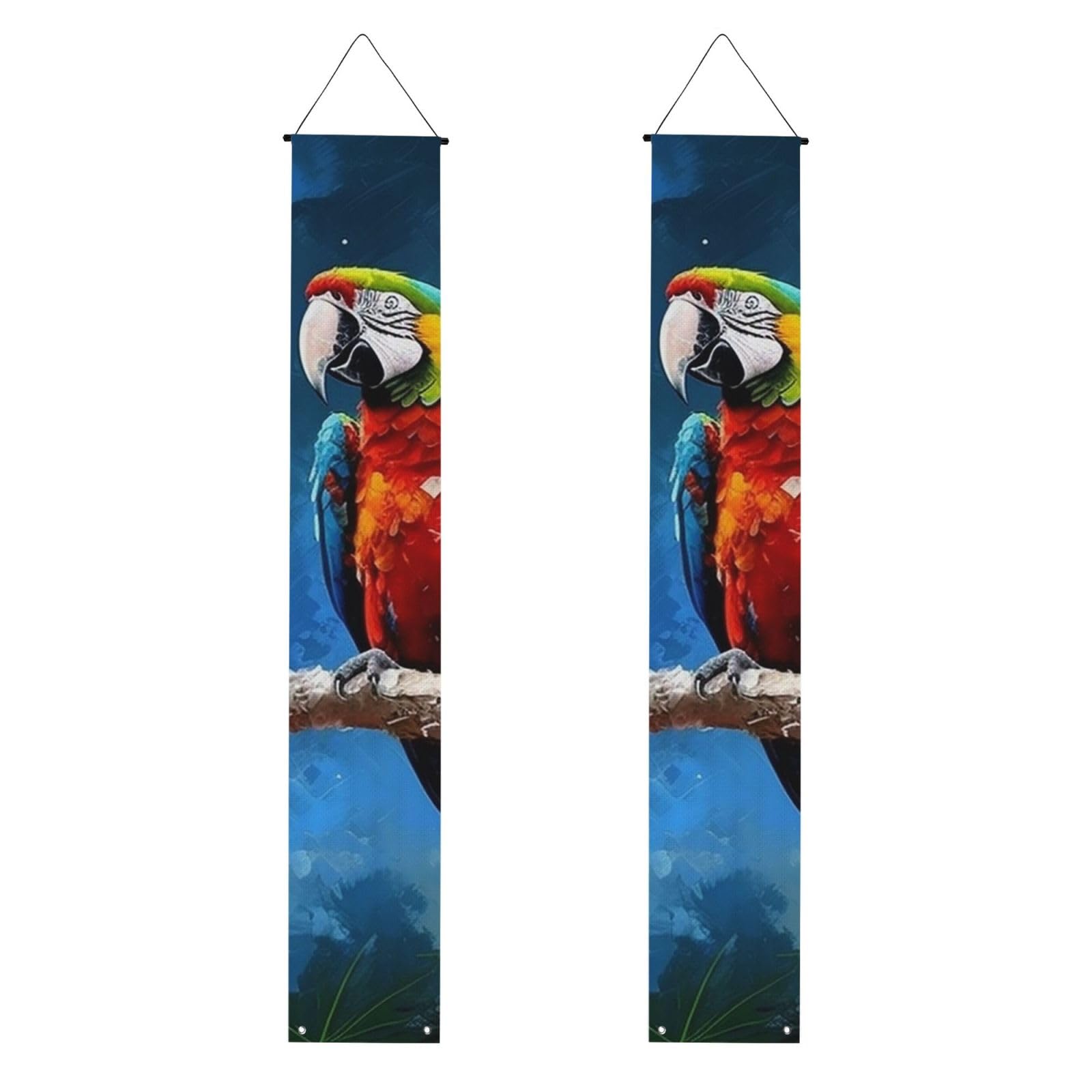 Parrots Porch Banner 2PCS, Summer Hanging Flag Party Porch Sign Front Door Hanging Decorations for Indoor Outdoor Holiday Yard Decor Wall Backdrop 71 x 12 Inch