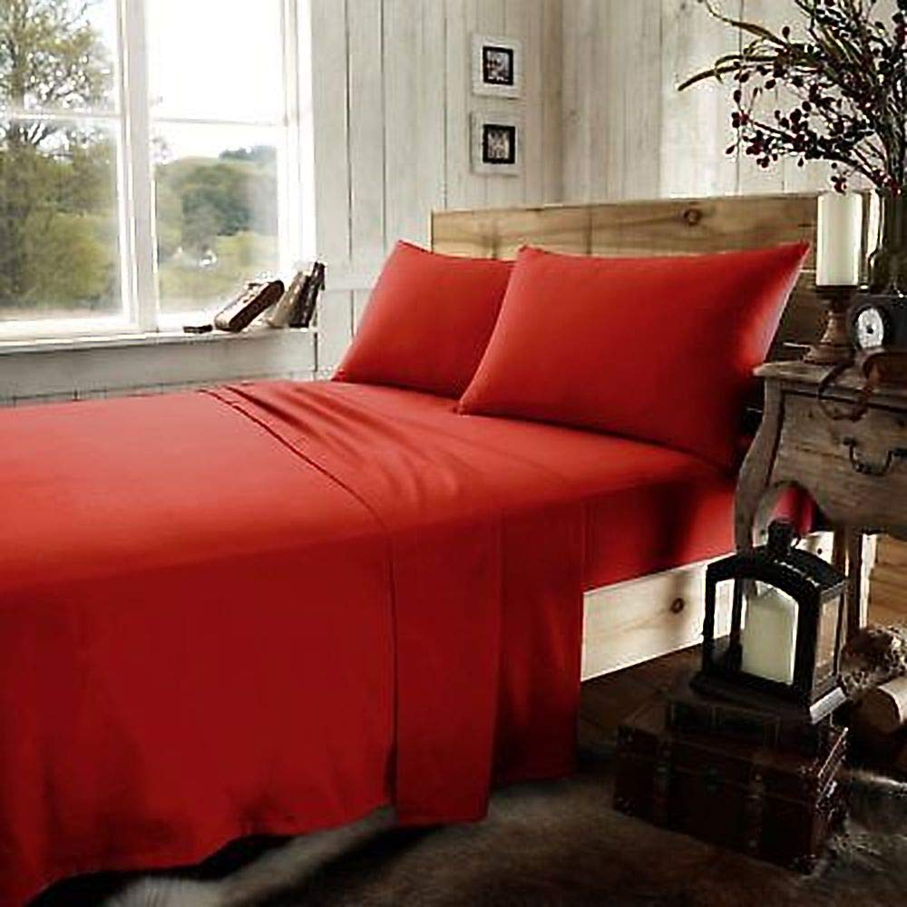 Lawrance Caprino Full Flat Sheet Bed Sheets 100% Poly Cotton Single Double King Size Best Price Offer QualityFree EXPRESS P&P (RED, KING)