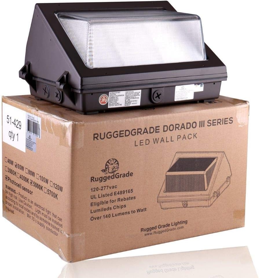 60% оƒƒ Dіѕсоunt 120 Watt LED Wall Pack Light - 17,400 Lumens - 3000K Warm White - High Efficiency 140 Lumen to Watt- DLC Premium Listed - Dorado III Series - with Photocell