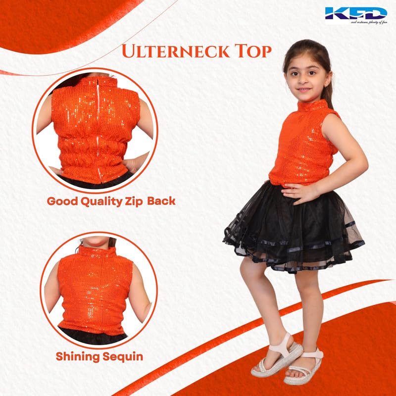 Image of Kaku Fancy Dresses Western Dance Top for Kids Halter Neck Top For Annual Function (ONLY TOP) - Skirt not included