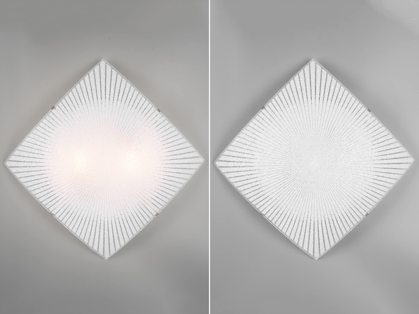 Plafoniera piatta con paralume in vetro bianco satinato, 40 x 40 cm