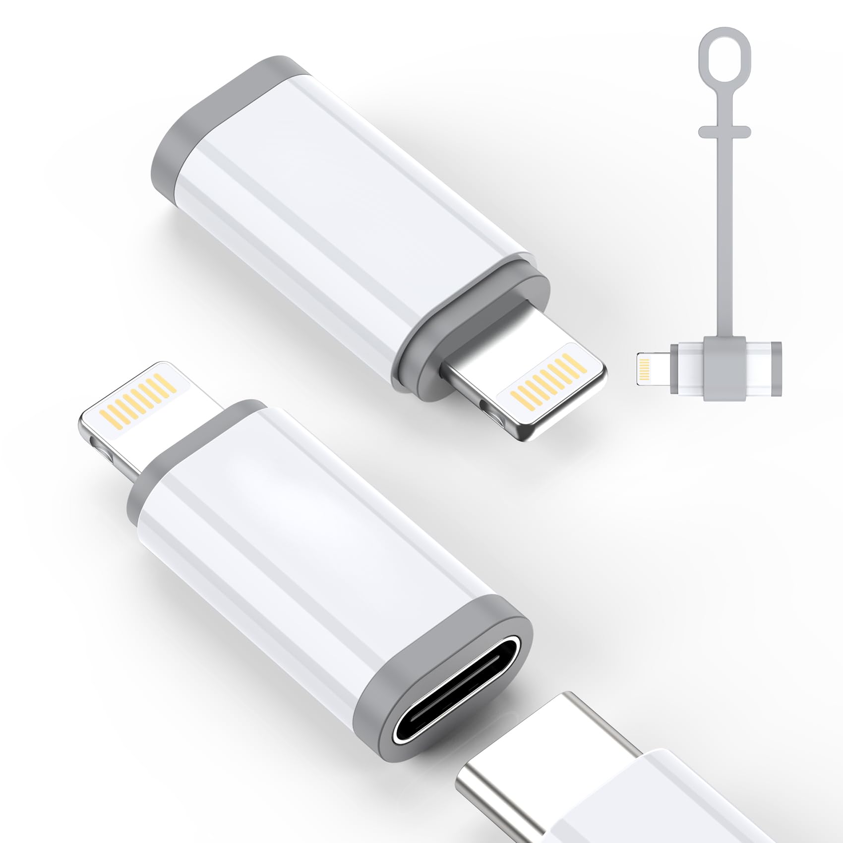 LERTOSEN [MFi Certified] USB C to Lightning Adapter,27W Fast Charging & Data Sync,Lightning to Type C Cable for iPhone 14/13/12/11/iPad/Airpods,Anti-Lost Holder,Not for Audio/Headphone/OTG,2 Pack