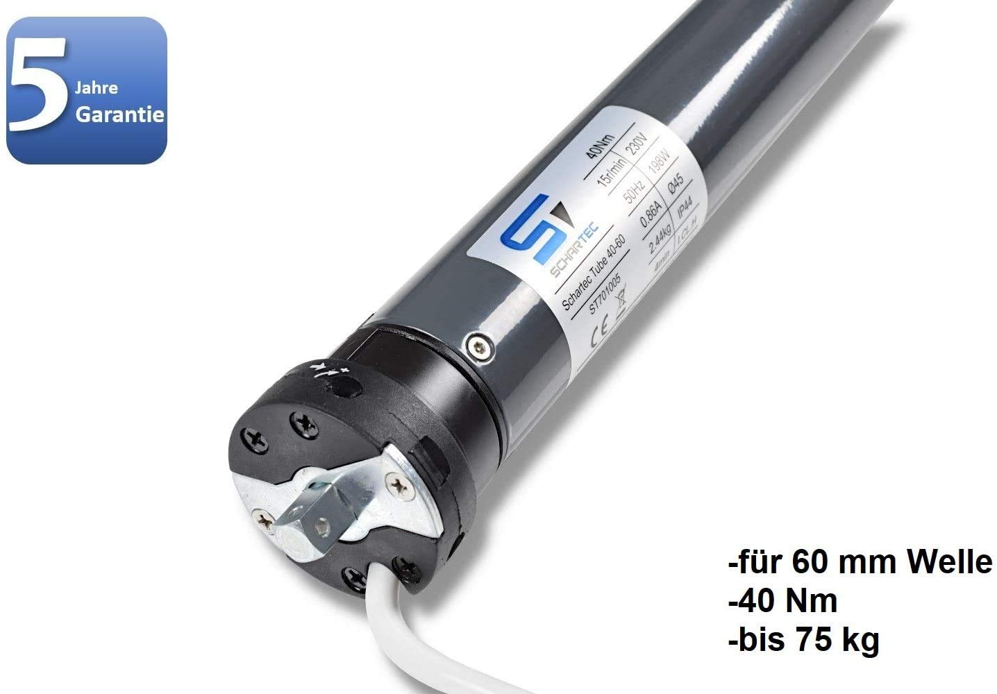 SCHARTEC Motore professionale per tapparelle per albero da 60 mm, motore per tapparelle (Shartec Tube 40-60)