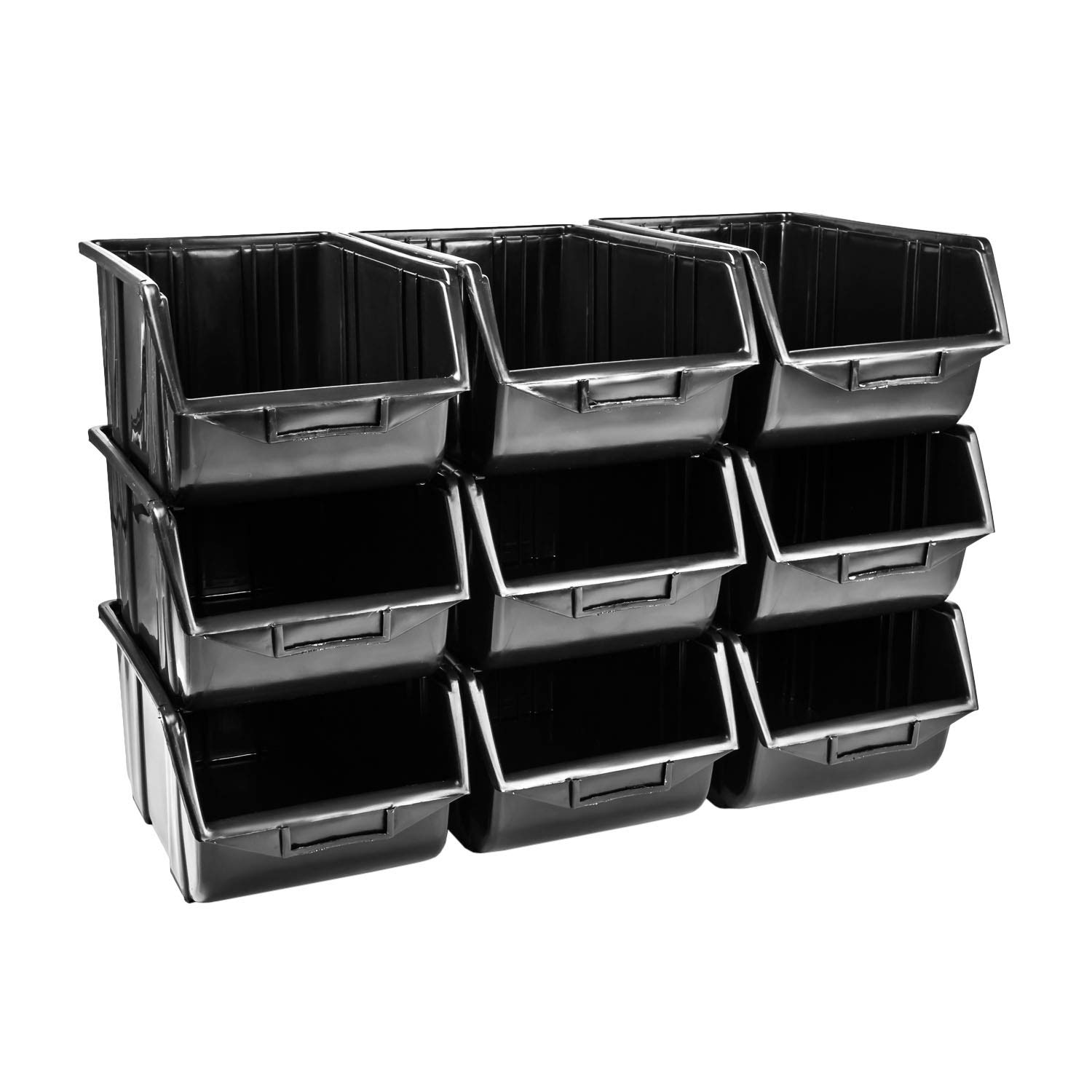botle 20 Stck Sortierboxen Lagerboxen Stapelboxen Werkstatt Stapelkisten Sichtlagerkasten Eco Box Schwarz 34,5x22,5x16,5cm Sortierkasten