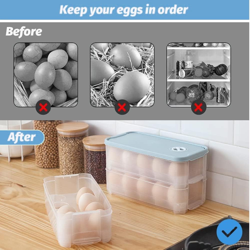 2 Boîtes à œufs En Plastique Transparent - 10 œufs Chacune - Pour Frigo, Rangement Cuisine, Pique-nique