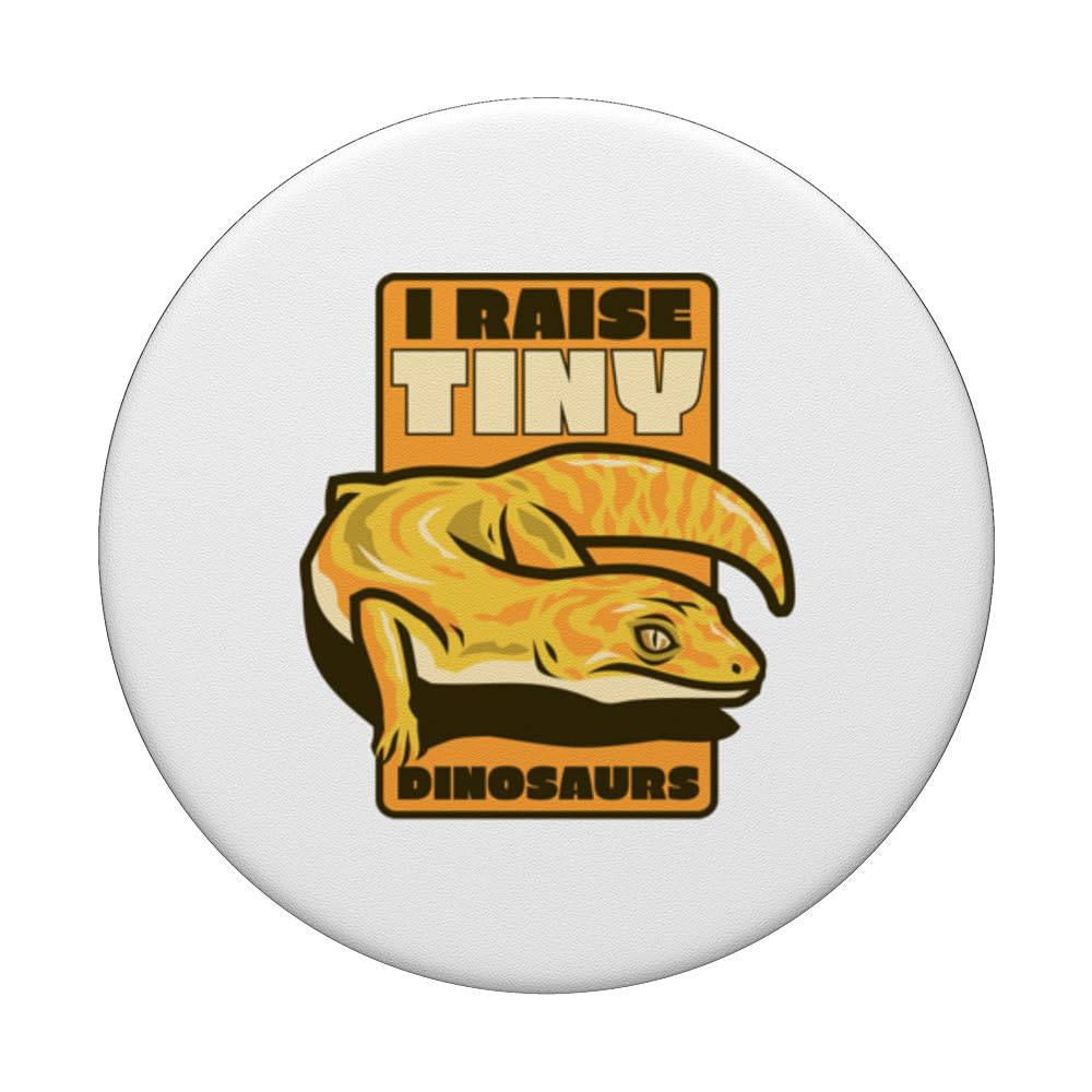 I Raise Tiny Dinosaurs Gekkota Crested Lizard Leopard Gecko PopSockets Swappable PopGrip, Black - Image 3