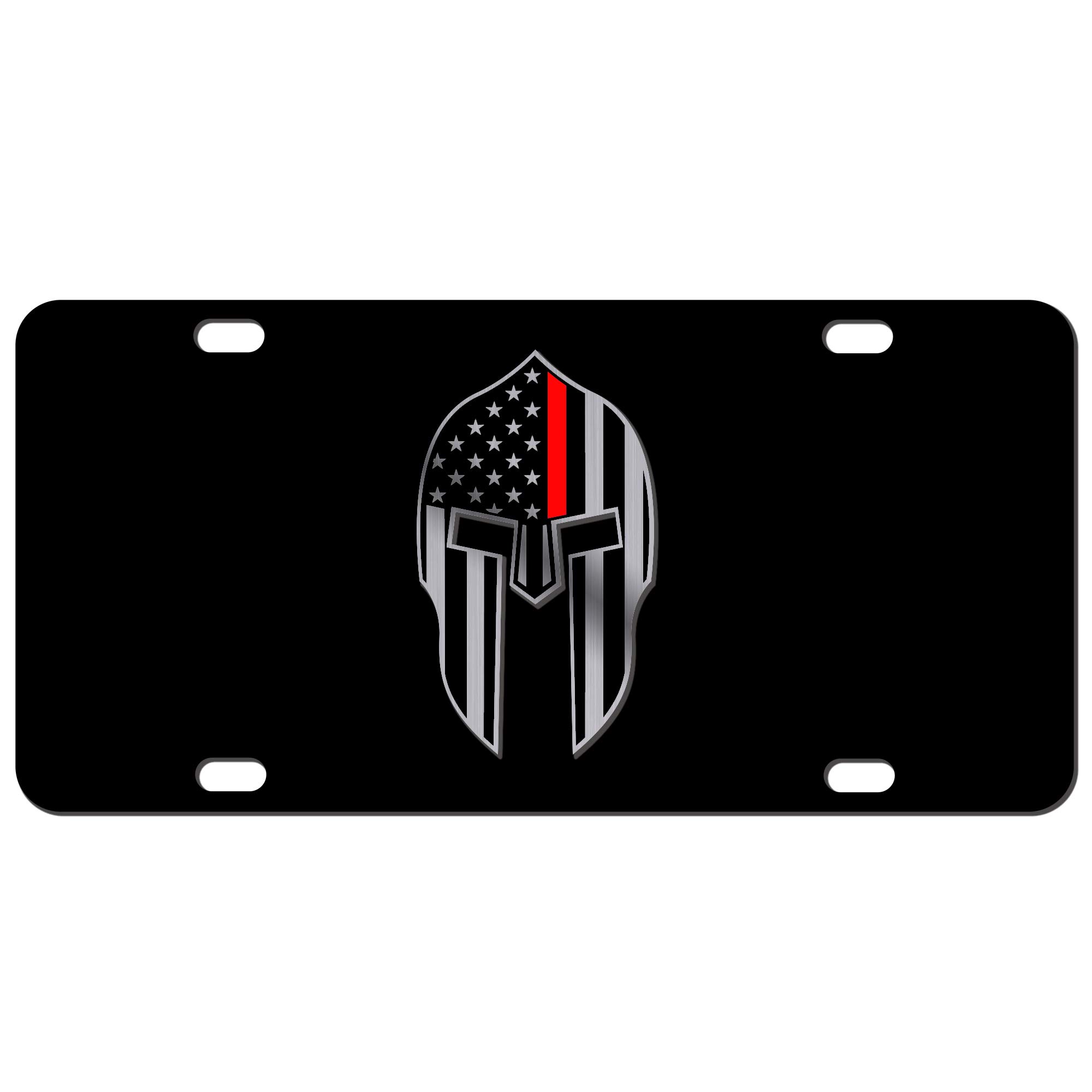 JASS GRAPHIXJASS GRAPHIX Thin Red Line Spartan Helmet Molon Labe HD 2D License Plate