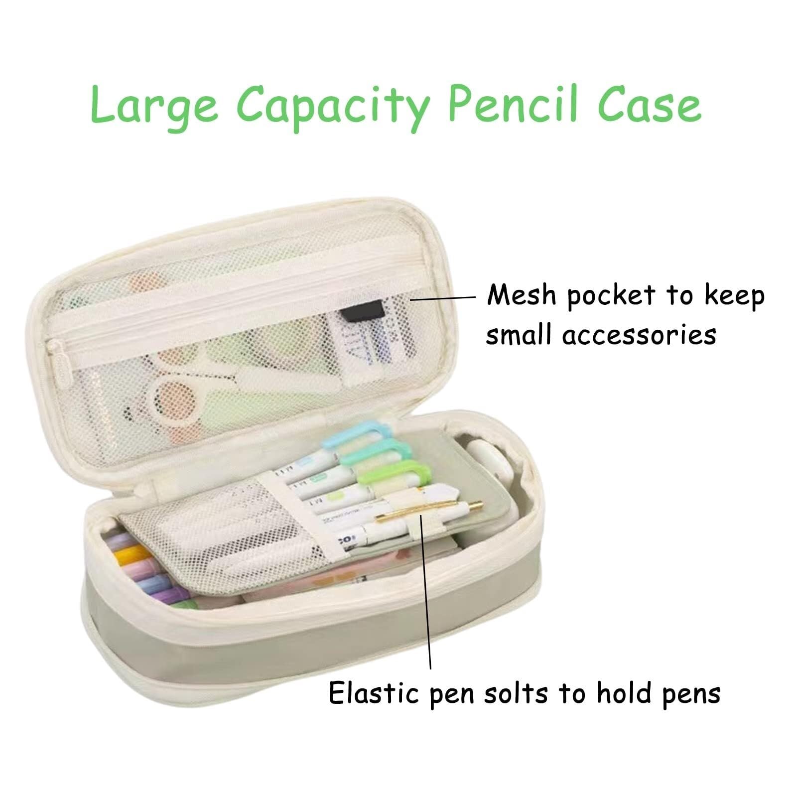 Astuccio per matite, organizer pieghevole per articoli di cancelleria, grande capacità per uso scolastico, Verde