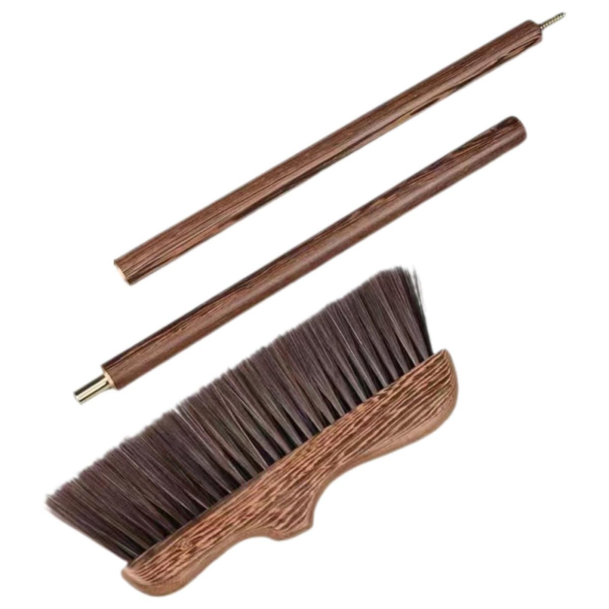 HOMSFOU Escoba de Madera de Mango Largo Cerdas Suaves para Limpieza Doméstica, Multiusos y Adecuada para Suelos y Terrazas