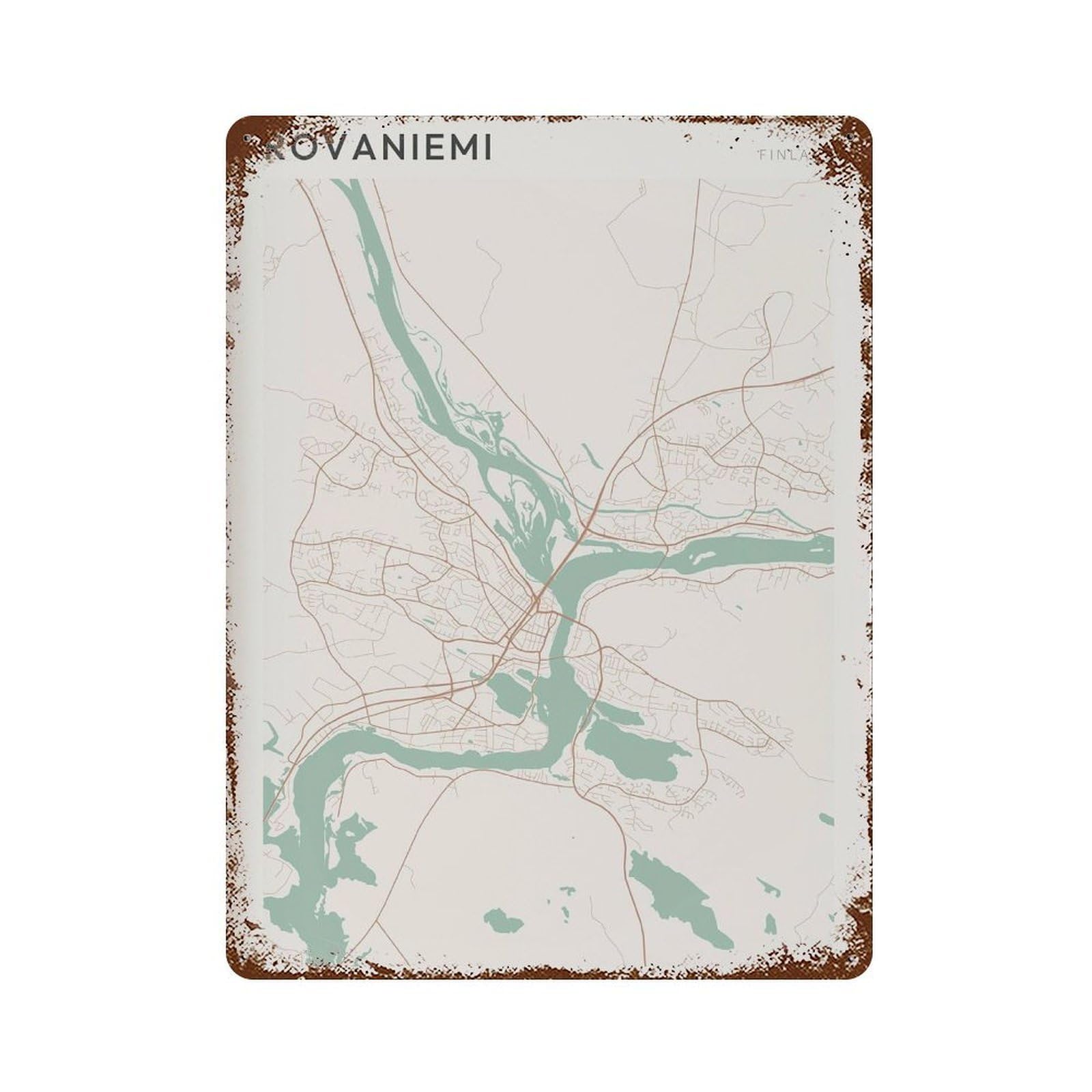 xiaoxiaoshen Rovaniemi Map Finland Travel Gift Farmhouse Decor Wall Decor Art Metal Tin Poster Modern Home Decor Art Home Bar Shop Decorations Vintage Sign 40x30cm