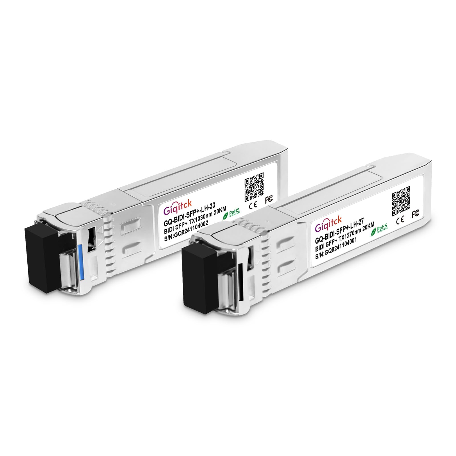 1 Pair 10GBASE-BX20-UD BiDi SFP+ Module, TX 1270nm/1330nm, RX 1330nm/1270nm, 20km DOM Simplex LC/UPC SMF Optical Transceiver Mini Gbic for Juniper Networks JNP-SFP-10G-BX20U/JNP-SFP-10G-BX20D