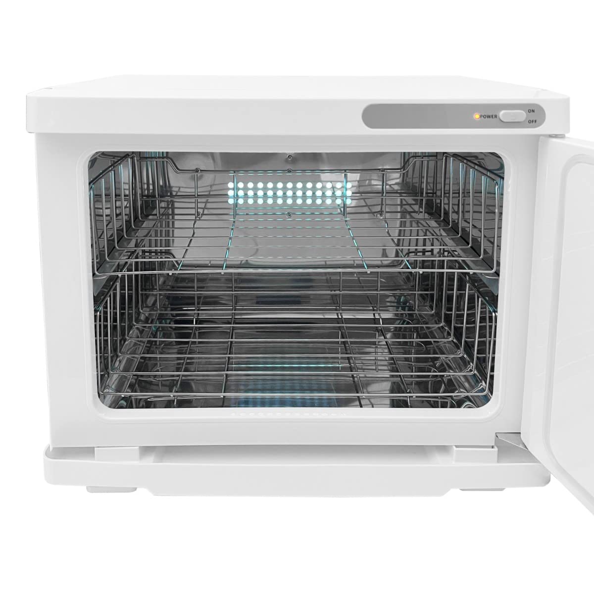 Kompressenwärmer Handtuchwärmer Wärmeschrank Weiß 23L UV-Sterilisation Elektrisch Schönheitssalon Spa Beauty Salon Kosmetik Edelstahl 2 Herausnehmbare Einlegeböden Abtropfschale 200W 2 x GRATIS Zangen
