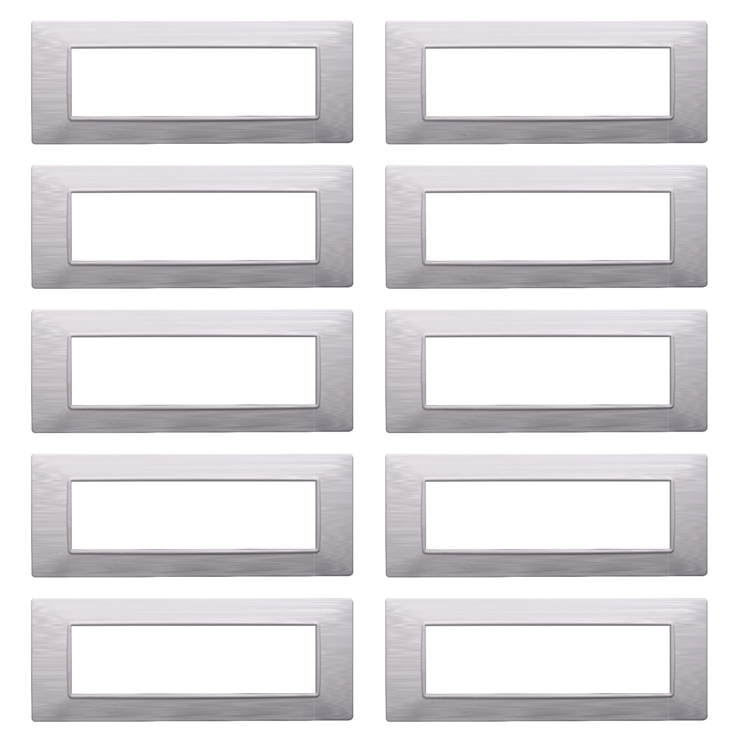CONFEZIONE DA 10 PLACCHE IN PLASTICA SATINATA, COMPATIBILE CON VIMAR PLANA, 7 MODULI/POSTI, COLORE BIANCO, DESIGN ELEGANTE E MODERNO, PER INTERRUTTORI/PRESE, TECNOPOLIMERO DI ALTA QUALITA'