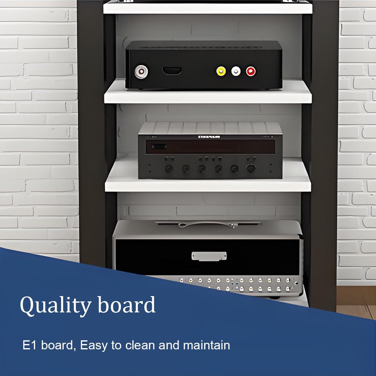 Szafka multimedialna AV, 2,3,4 poziomu, drewniana szafka stereo, do odtwarzaczy CD/DVD, konsoli do gier i telewizorów, elegancka wieża do przechowywania rozrywki (żółty, 40 cm)