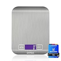 GRIFEMA GA2002 Bilancia da Cucina Smart Digitale con Funzione Tare,5kg, 11 lbs Professionale Alta Precision Bilancia Elettronica per la Casa e la Cucina (Batteries Incluse) (Exclusiva Amazon)