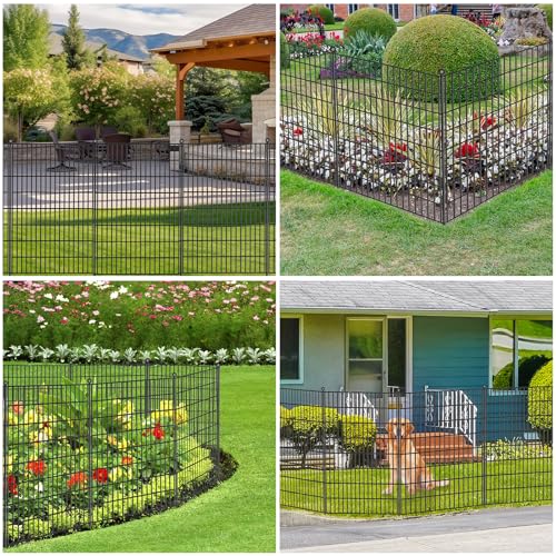 Image of Toolterritary 5 Panels No Dig Garden Fence with Gate, 40 in(H) X 12.1 ft(L) Metal Fence Panels, Thickened Rustproof Garden Fencing, Animal Barrier for for Dogs, Rabbits, Landscape, Patio