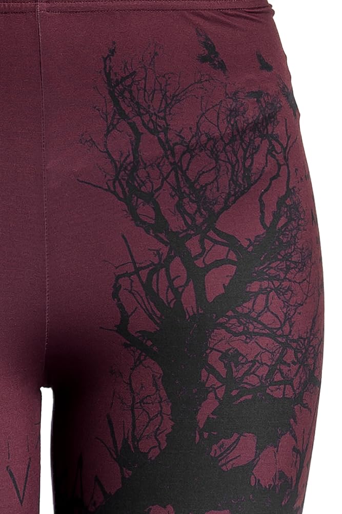 Black Premium by EMP Mujer Leggings Rojo Oscuro con Estampado Allover