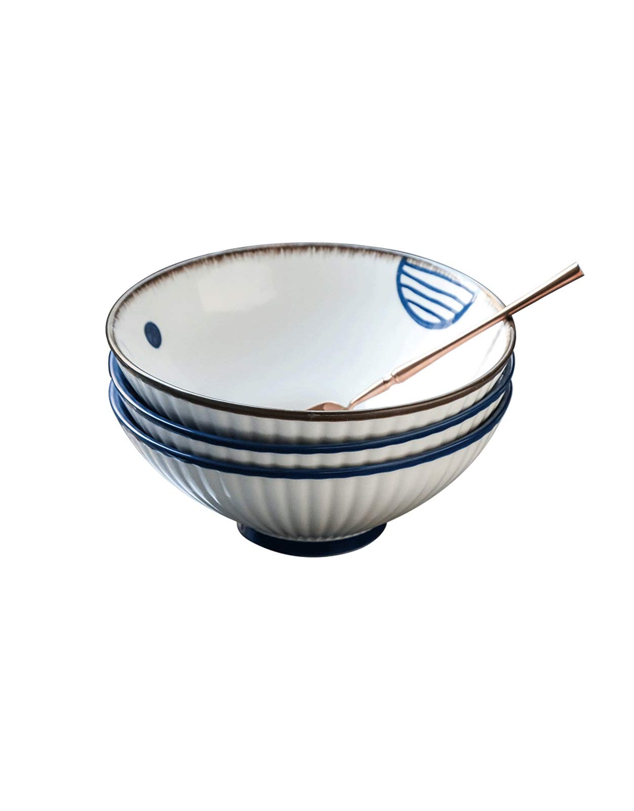 Grand bol japonais céramique ramen : set 3 pièces de ménage créatif et exquis