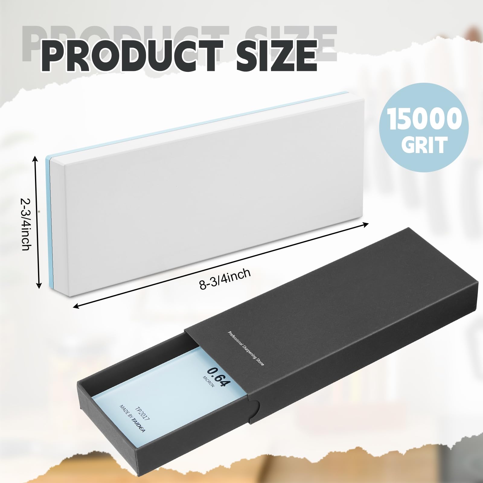 WILLBOND 15000# Glas-Schleifstein, 7,5 cm B x 21,6 cm L, Schleifstein, einseitig, 0,5 cm dick, Nassschleifer, Ölstein
