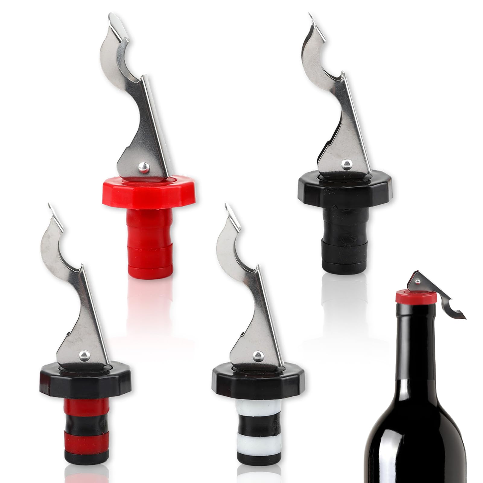 Tappi Per Bottiglie Di Vino In Silicone - Set 6 Pezzi Riutilizzabili Per Vino E Birra - Foto 9