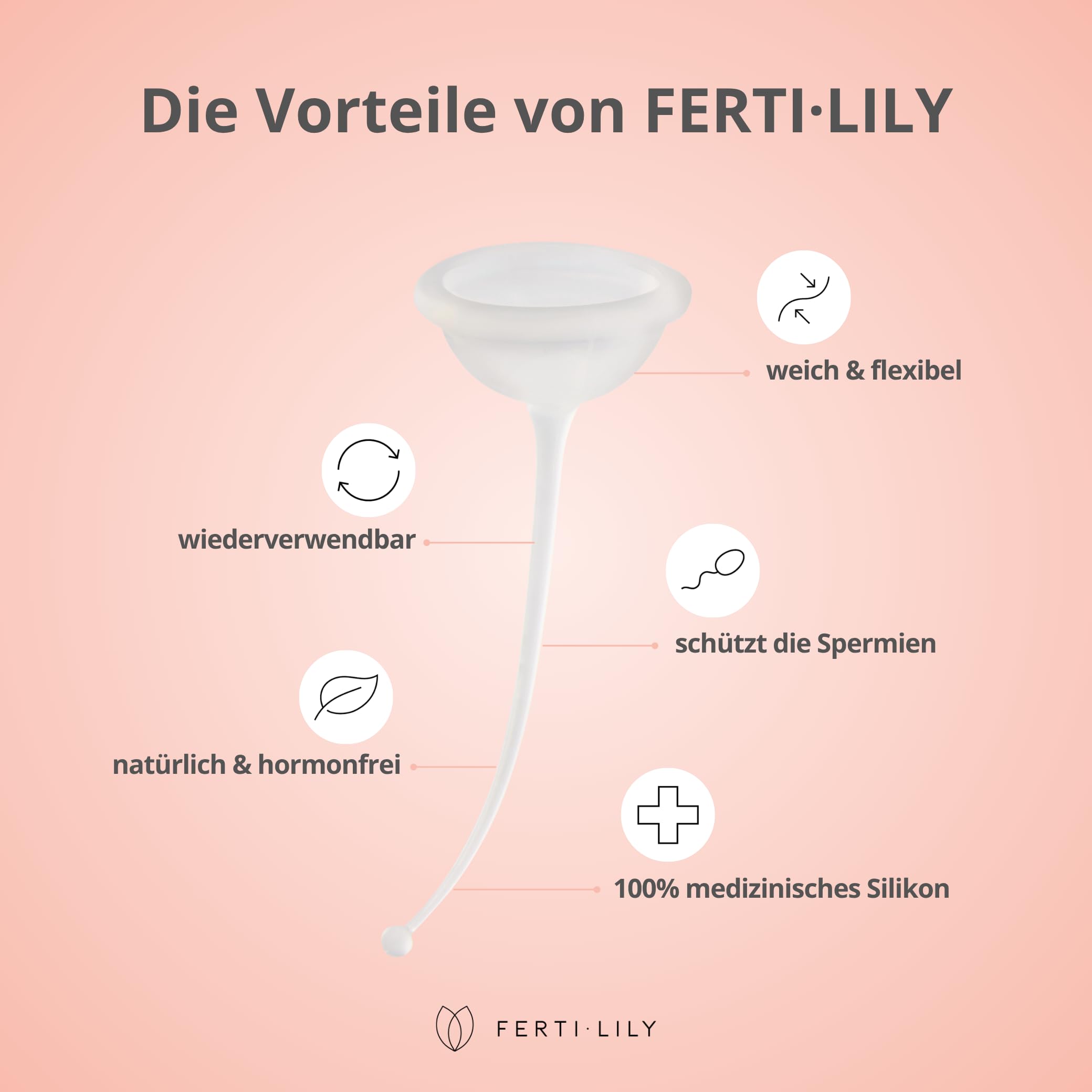 Ardo FERTI-LILY Kinderwunsch Empfängnishilfe, Schwangerschafts Hilfsmittel - natürlich sanft hormonfrei - Anwendung für zuhause, 100% medizinisches Silikon, Babyplanung & Schwanger werden